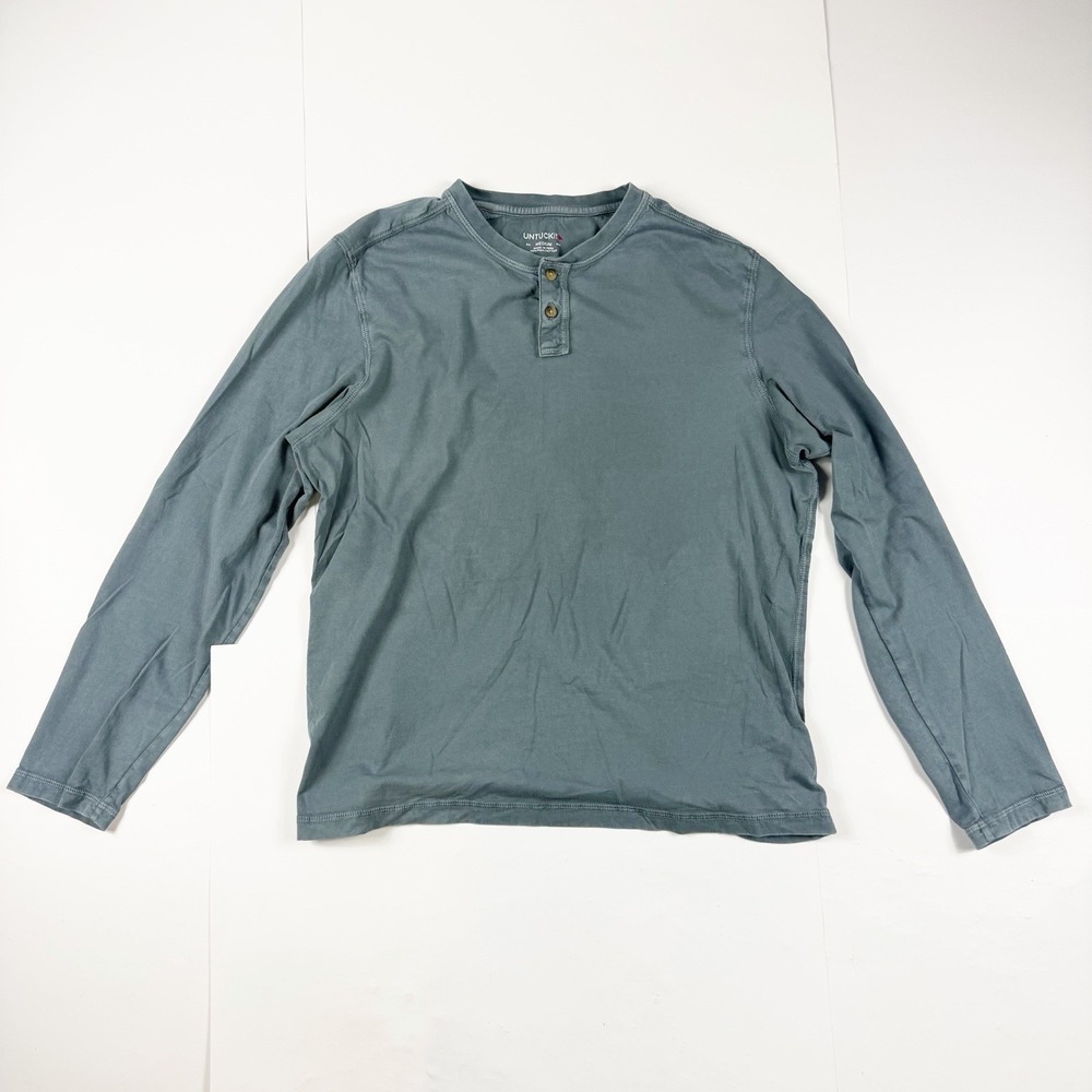 UNTUCKit Men's 1/4 Button Pima Cotton Long Sleeve‎ Henley Shirt M